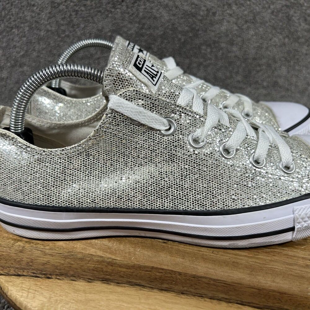 Converse Chuck Taylor All Star Women’s Size 10 Silver Glitter Casual Shoes Used - Picture 2 of 13